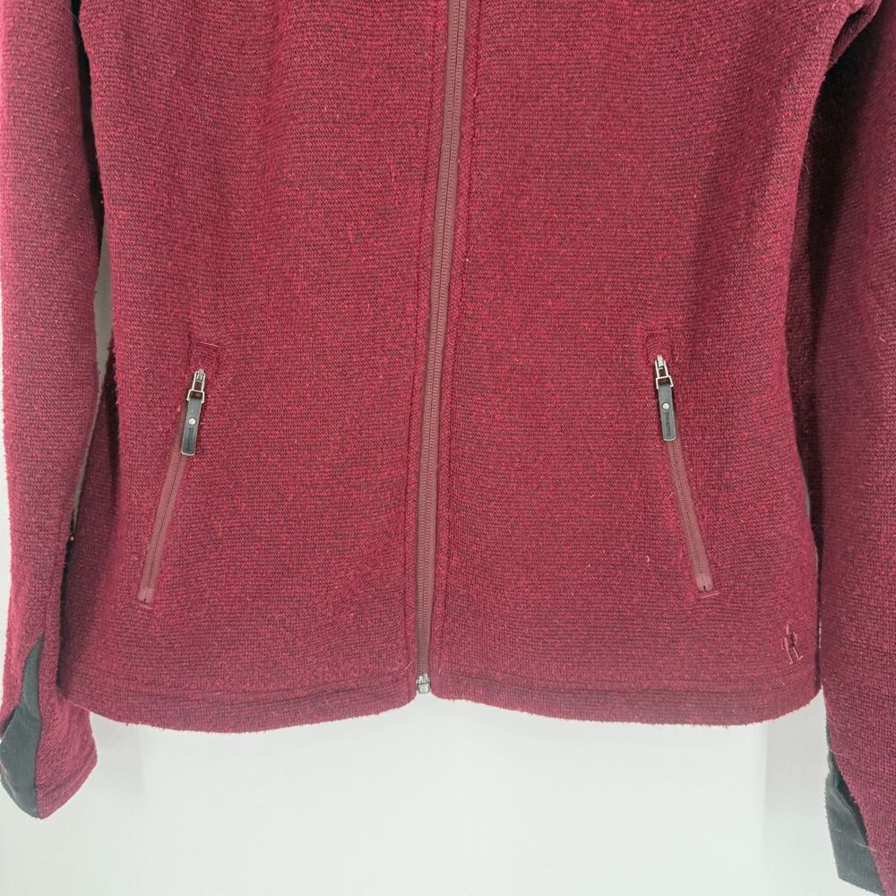 Smartwool Hudson Trail Full Zip Fleece Hoodie Sweater Wool Burgundy Womens Small - Picture 3 of 11